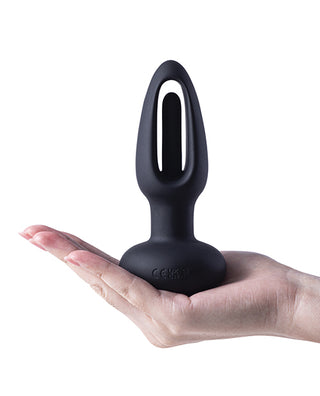 Snuggy Flapping Anal Plug Vibrator- Black